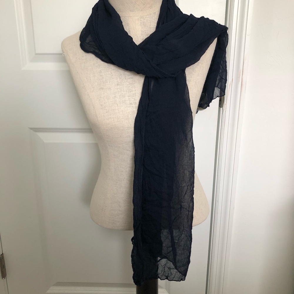 Black Lightweight Sheer Crinkle Scarf